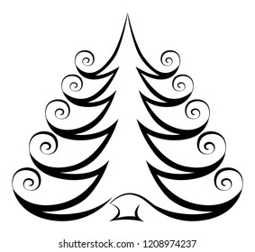 Christmas tree. Vector abstract drawing