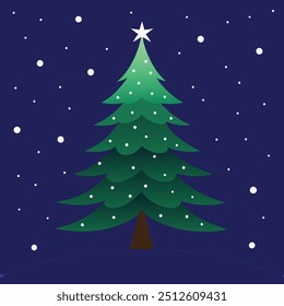 Vector del árbol de Navidad contra una noche estrellada 1