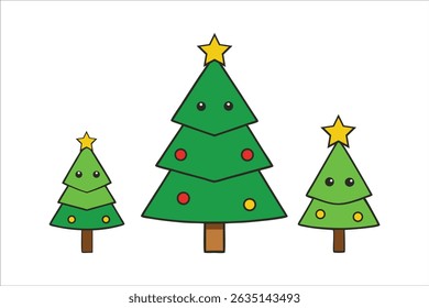Christmas Tree Vector Art in Festive Design on White Background 