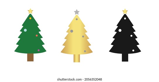 Weihnachtsbaum Vektorkunst. Vektorsymbol von Weihnachtsbaum einzeln auf weißem Hintergrund in zwei verschiedenen Farbkonzepten.  