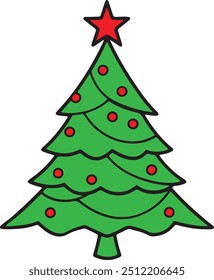 ilustração de arte vetorial árvore de Natal com um fundo branco