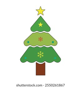 Árbol de Navidad, ilustración de Arte vectorial de árbol aislado sobre fondo blanco.