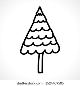 Christmas tree. Vector art line design. Doodle. Vintage cartoon set. Modern design. Merry Christmas. Winter season illustration. Vector icon gift. Modern postcard design element.EPS10