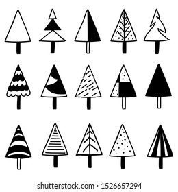 Christmas tree. Vector art line design. Doodle. Vintage cartoon set. Modern design. Merry Christmas. Winter season illustration. Vector icon gift. Modern postcard design element.EPS10