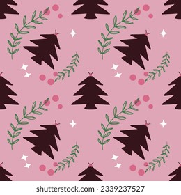Christmas Tree vector art seamless pattern
