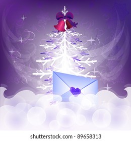Christmas tree vector background with letter.
