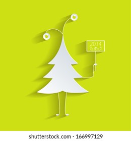 Christmas tree vector background / New Year 2014 Greeting Card