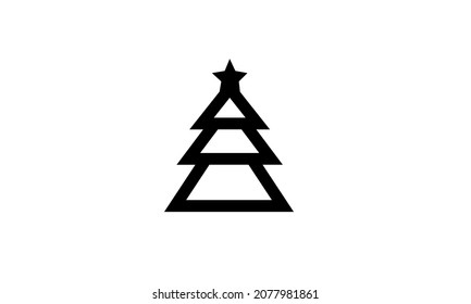 Christmas tree Vector black Christmas icon on white background