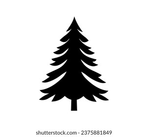 Christmas tree vector black icon.Simple flat chriasmas tree .Pine tree.