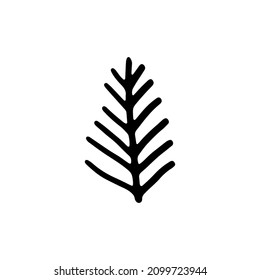 Christmas tree vector branch, holiday decoration, winter symbols isolated on white background.