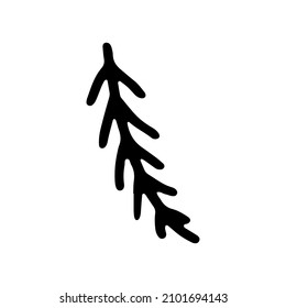 Weihnachtsbaum-Vektorzweig, Feriendekoration, Wintersymbole einzeln auf weißem Hintergrund.