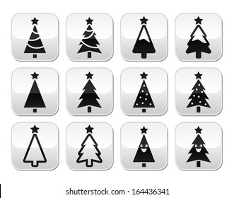 Christmas tree vector buttons set  
