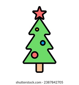 Christmas tree. Vector cartoon icons. Isolated object on a white background.