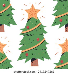 Weihnachtsbaum-Vektorgrafik nahtlose Muster-Hintergrund für Tapete, Verpackung, Verpackung und Hintergrund.