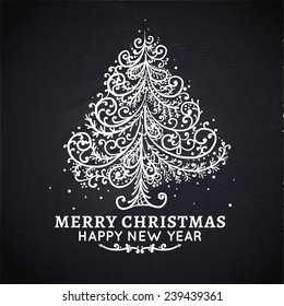 Christmas tree. Vector, chalkboard