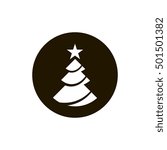 Christmas tree vector, clip art. Also useful as logo, circle app icon, web element, symbol, graphic image, silhouette and illustration.