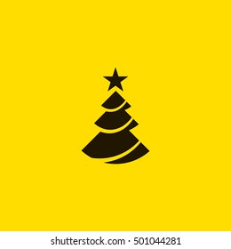 Christmas tree vector, clip art. Also useful as icon, logo, greeting card, web element, symbol, graphic image, silhouette and illustration.
