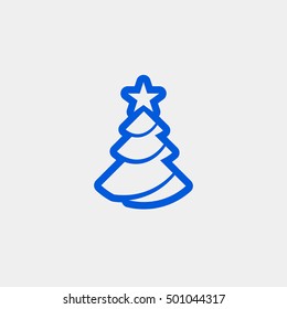 Christmas tree vector, clip art. Also useful as icon, logo, greeting card, web element, symbol, graphic image, silhouette and illustration.