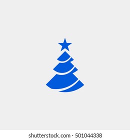 Christmas tree vector, clip art. Also useful as icon, logo, greeting card, web element, symbol, graphic image, silhouette and illustration.