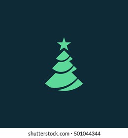 Christmas tree vector, clip art. Also useful as icon, logo, greeting card, web element, symbol, graphic image, silhouette and illustration.