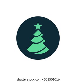 Christmas tree vector, clip art. Also useful as logo, circle app icon, web element, symbol, graphic image, silhouette and illustration.