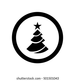 Christmas tree vector, clip art. Also useful as logo, circle app icon, web element, symbol, graphic image, silhouette and illustration.