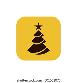 Christmas tree vector, clip art. Also useful as logo, square app icon, web element, symbol, graphic image, silhouette and illustration.