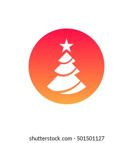 Christmas tree vector, clip art. Also useful as logo, circle app icon, web element, symbol, graphic image, silhouette and illustration.