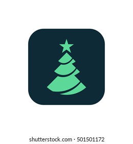 Christmas tree vector, clip art. Also useful as logo, square app icon, web element, symbol, graphic image, silhouette and illustration.