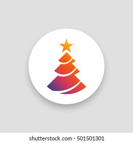 Christmas tree vector, clip art. Also useful as logo, circle app icon, web element, symbol, graphic image, silhouette and illustration.