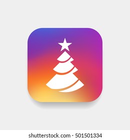 Christmas tree vector, clip art. Also useful as logo, square app icon, web element, symbol, graphic image, silhouette and illustration.