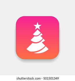 Christmas tree vector, clip art. Also useful as logo, square app icon, web element, symbol, graphic image, silhouette and illustration.
