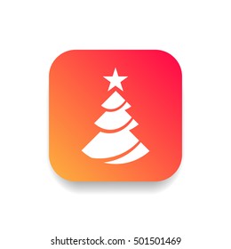 Christmas tree vector, clip art. Also useful as logo, square app icon, web element, symbol, graphic image, silhouette and illustration.