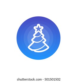 Christmas tree vector, clip art. Also useful as logo, circle app icon, web element, symbol, graphic image, silhouette and illustration.
