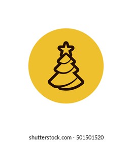 Christmas tree vector, clip art. Also useful as logo, circle app icon, web element, symbol, graphic image, silhouette and illustration.