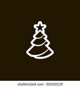 Christmas Tree Vector, Clip Art. Also Useful As Icon, Logo, Greeting Card, Web Element, Symbol, Graphic Image, Silhouette And Illustration.