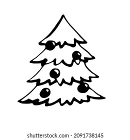 Christmas tree. Vector clipart. Hand drawn
