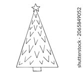 Christmas tree vector clipart. Hand-drawn cute doodle spruce, Christmas illustration