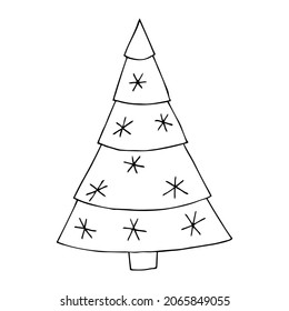 Christmas tree vector clipart. Hand-drawn cute doodle spruce, Christmas illustration