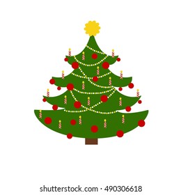 Christmas tree. Vector color illustration. 