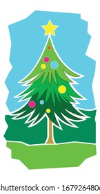 Christmas tree vector in colour
