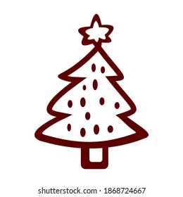 Christmas tree vector, decorated conifer outline and filled vector sign, linear and full pictogram isolated on white, logo illustration