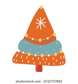 Christmas tree. Vector design element in cartoon style.