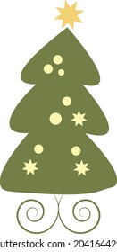 Christmas Tree vector design for greeting card, invitation, banner, New Years And Xmas traditional symbol tree 