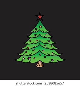 Christmas tree vector design isolated on black background