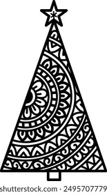 Diseño de Vector de árbol de Navidad - ornamento de árbol de Navidad - árbol decorado 