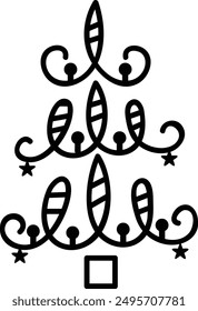 Weihnachtsbaum, Vektordesign - Weihnachtsbaumschmuck - dekorierter Baum 