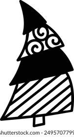 christmas tree vector design - christmas tree ornament - decorated tree 