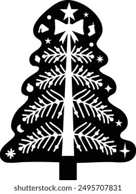 Diseño de Vector de árbol de Navidad - ornamento de árbol de Navidad - árbol decorado 