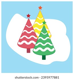 Christmas tree vector with different colors, cartoon style